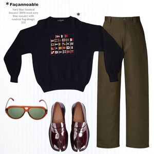 Façonnable Navy Blue Nautical Sweater
